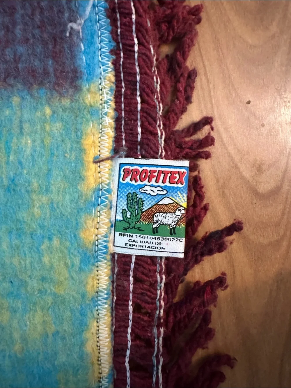 Vintage Peruvian Profitex Wool Blanket Folk Art Andean Figures